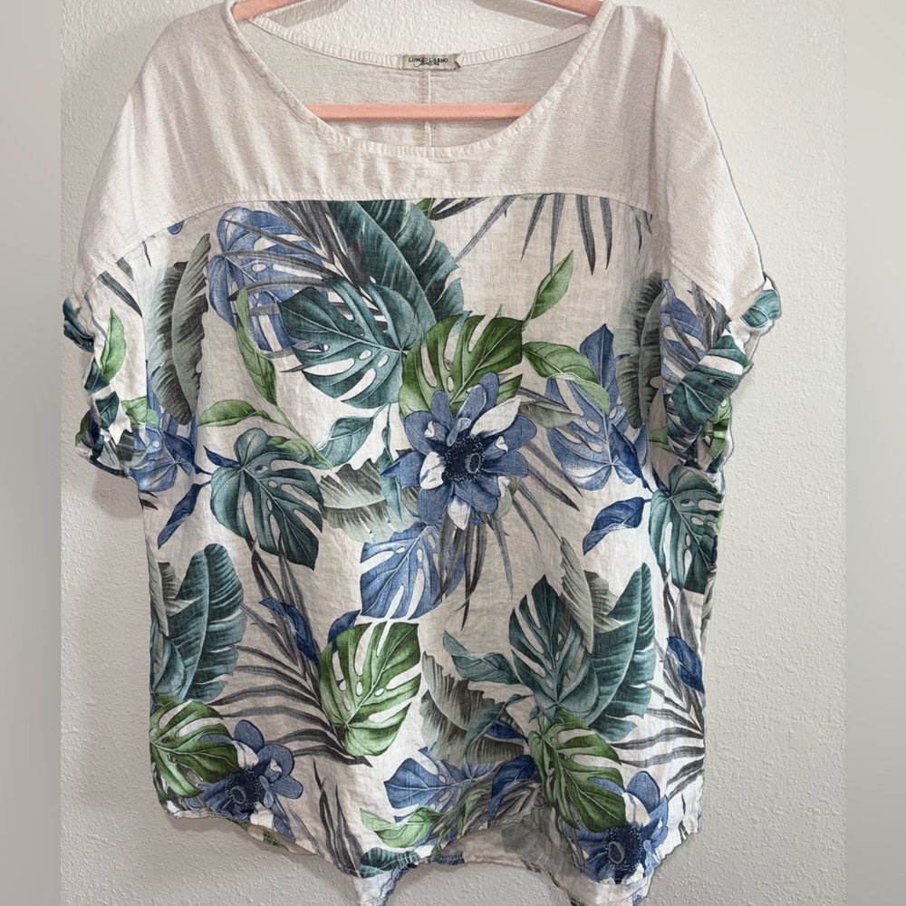 Tropical Leaf Print Women's Blouse